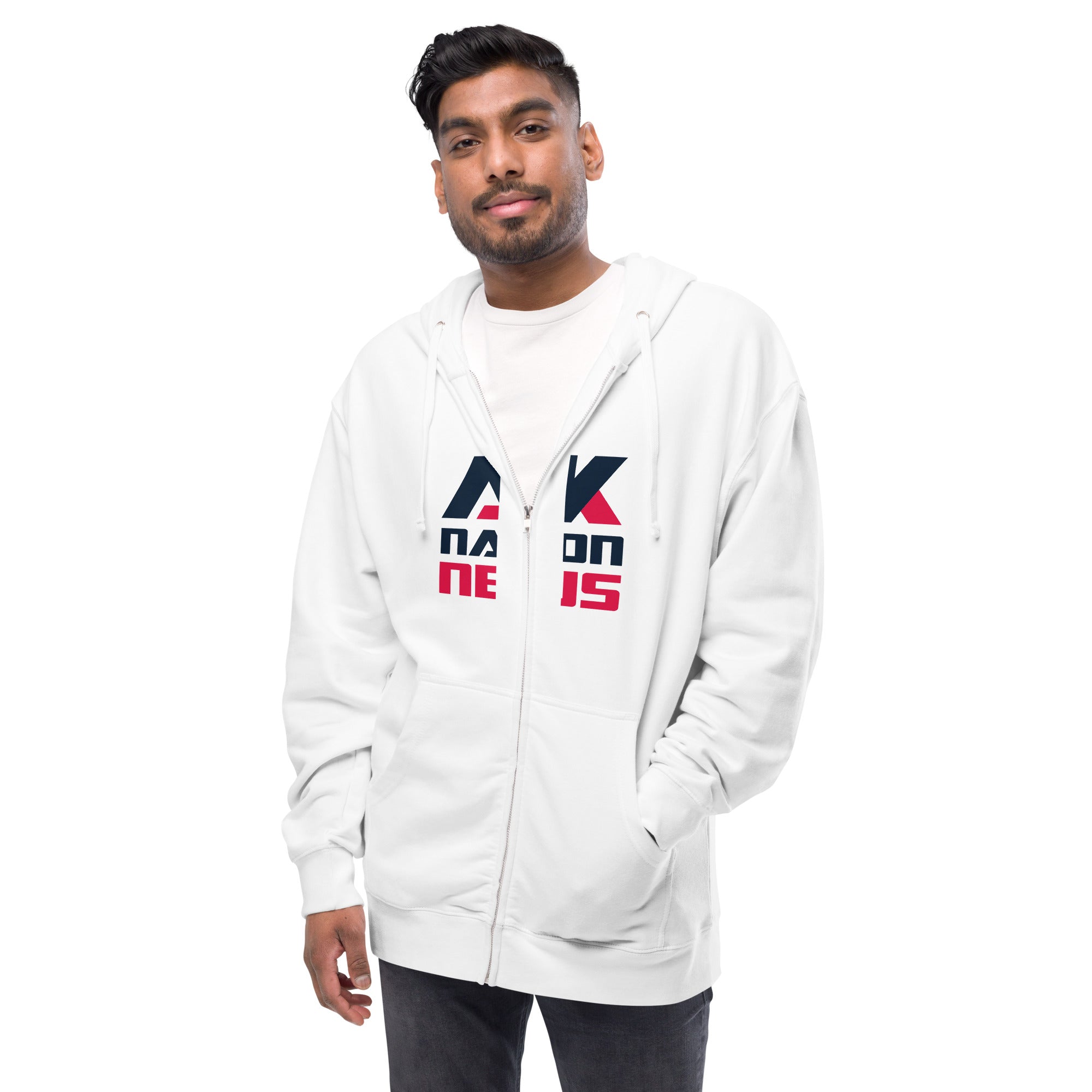 Unisex fleece zip up hoodie